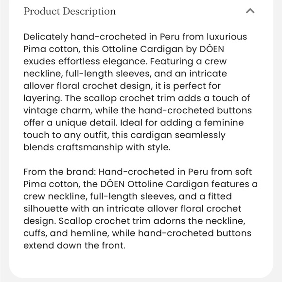 DÔEN Heirloom Ottoline cardigan, NWT, medium - Picture 7 of 14